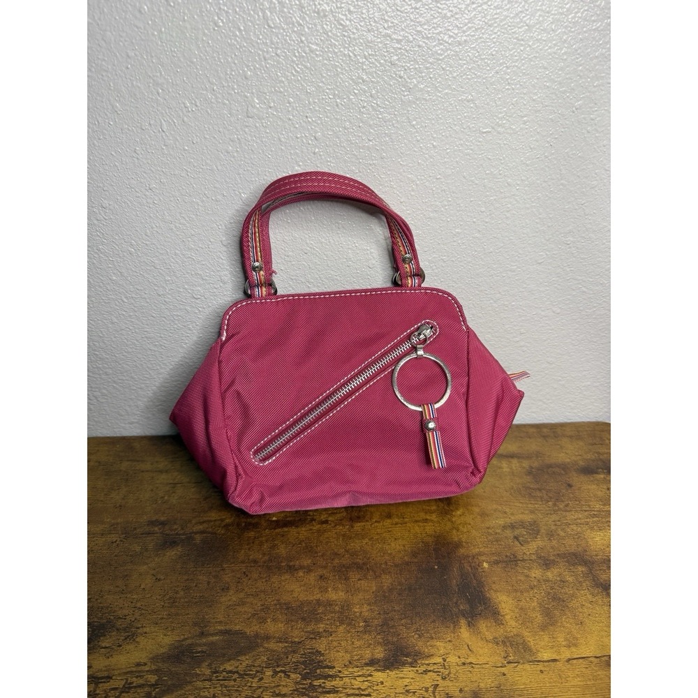 Tommy Hilfiger Mini Bag Pink Rainbow Y2K Canvas Purse Diagonal Zipper